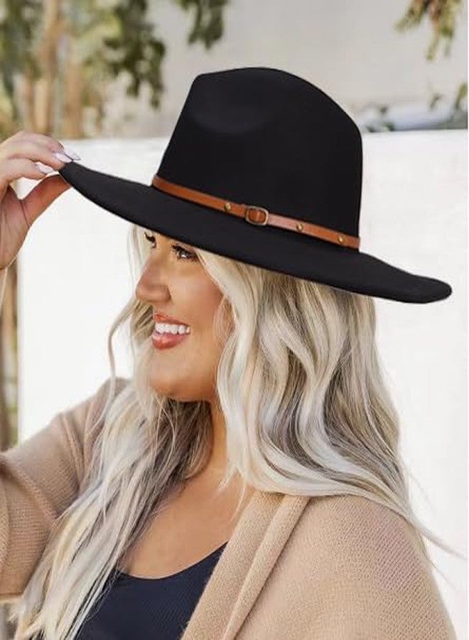 ReLIVE Fedora - Women's Fashionable Wide Brim Hat - Belt Buckle - Sun - Cowgirl - Cowboy - Felt - Beach Onyx - Image 2